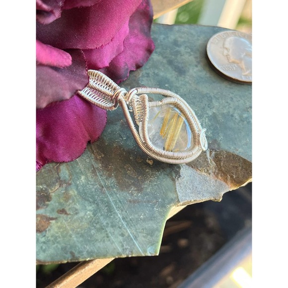 Gold Rutile Quartz Wrapped In 925 Sterling Silver - Picture 7 of 10